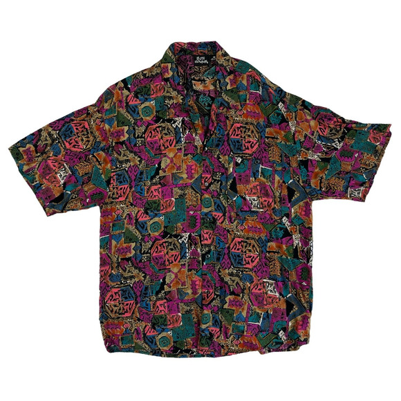 Vintage Rare Bon Homme Men’s Abstract Style‎ Short Sleeve Button Up Shirt Size M - Picture 1 of 6